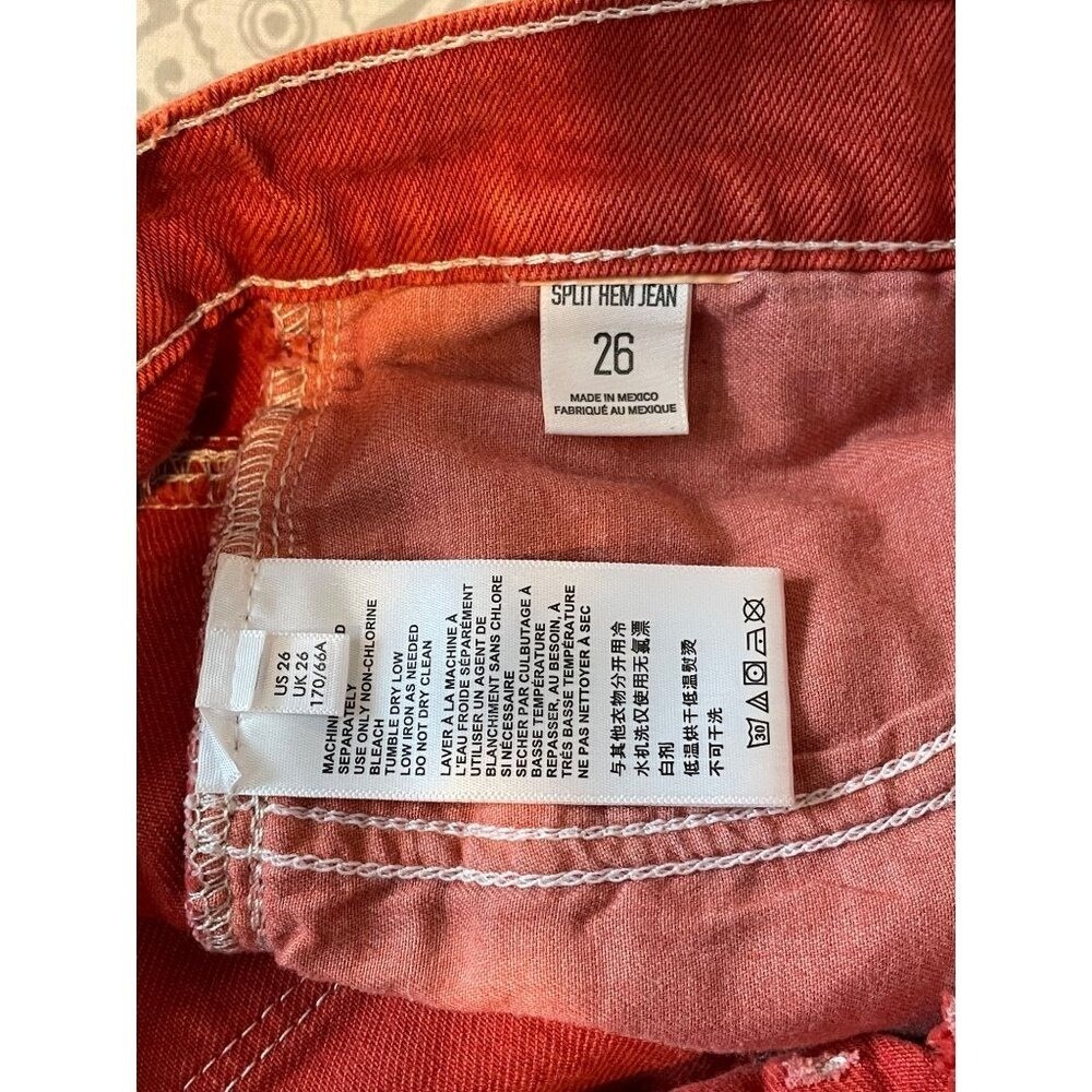 BDG Split Hem Jeans Burnt Orange Retro Bohemian 70s 90s Festival Hippie Size 26 - Picture 6 of 7